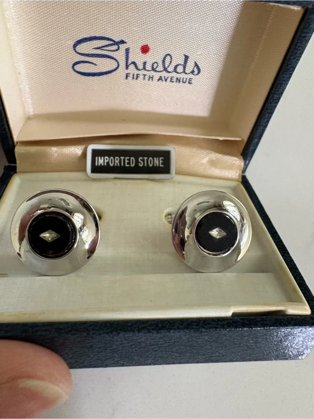 Silver Cufflinks with Black Stone